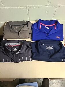 (B8) Lot Of 4 Under Armour Heatgear Loose Fit Polo Shirts - Men's Size XL