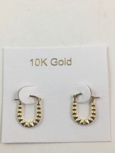 10k Yellow Gold Oval Tiny Baby Size Hoop Earring