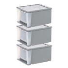 USA 17 Qt. Medium Plastic Stackable Storage Drawers,Modular,Gray Clear,Set of 3