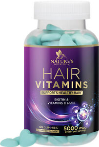 Hair Gummies 5000mcg Hair Gummy Vitamins for Faster, Stronger, Hair Growth
