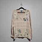 Storybook Knits Holiday Arrangement Sweater Cardigan Women 2X Flower Floral