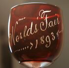 Unusual 1893 Chicago World’s Fair RUBY FLASHED WINE GLASS * CLINT