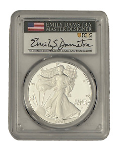 2021-S PCGS PR70DCAM $1 SILVER EAGLE - TYPE 2 ADVANCE RELEASE EMILY DAMSTRA