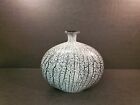 Handmade Ceramic Pottery Black and White Large Oval Vase (8x8)