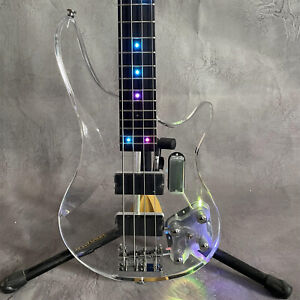 Beauty Color LED Light Solid Body 4 Strings Electric Bass Guitar Maple Neck