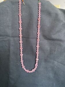Pink Crystal Beaded Necklace - 18”