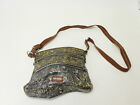 Vintage Sakroots Flat Crossbody Black Brown with Zips, Peace Purse