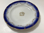 Antique La Francaise Semi-Vitreous Porcelain Saucer Plate Blue Flow, 6”