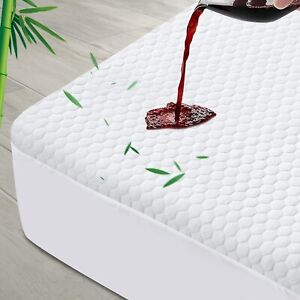 Cooling Bamboo Waterproof Mattress Protector 3D Air Soft Bed Pad Cover Queen