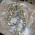 Vintage TIBETAN OLD GENUINE DZI BEAD & Carved Amulet Necklace. 4 strands.