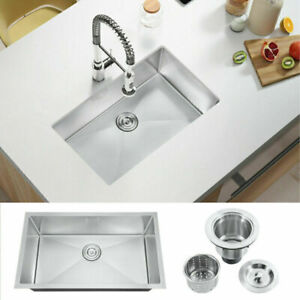 30'' Single Bowl 304 Stainless Steel Undermount Basin Handmade Kitchen Sink