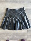 And Now This -Black faux leather Pleated Mini Skirt Stretch Waist Size M