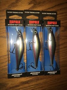 RAPALA SHADOW RAP SHAD 09's==3 LIVE HERRING COLORED FISHING LURES