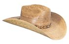 Dark Natural 8 Second Cowboy Hat Mexican Palm Straw Wide Brim MexART
