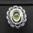 Charming Green Prehnite Oval Cabochon 2.70Ct 925 Sterling Silver Handmade Rings