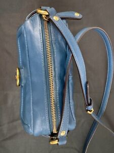 COACH  F25150 Campbell Royal Blue Smooth Leather Small Camera Bag Crossbody