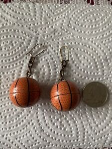 Vintage Basketball Dangle Earrings Orange And Black