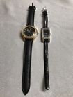 Two Ladies Watches With Black Bands. Untested