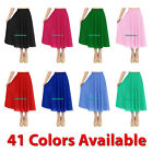 Chiffon 2 Layer Maxi Skirt Women Pleated Retro Midi Dress Elastic 60cm Long Boho