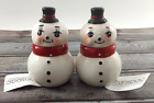 Johanna Parker Christmas Snowman Salt & Pepper Shakers Transpac Ceramic  3.75