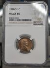 1910-S Lincoln Wheat Cent. NGC MS64 BN. Some Red! Better San Francisco Issue.