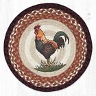 2 Braided Jute Round Stenciled Placemat/Trivet/Swatch.Earth Rugs. RUSTIC ROOSTER