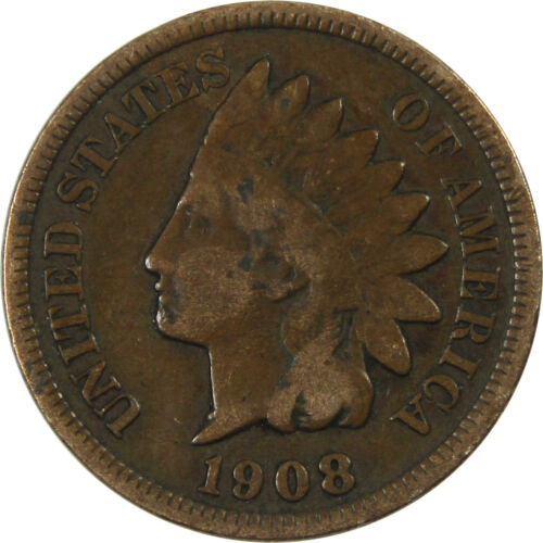 1908 S Indian Head Cent G Good Details Penny 1c Coin SKU:I13809
