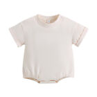 Baby Summer Romper, Short Sleeve Solid Color Bodysuit Newborn Clothes