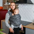 Woven organic cotton wrap baby carrier Gray Leaf. Baby sling wrap cotton