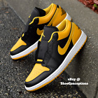 Nike Air Jordan 1 Low Shoes Black Yellow Ochre White 553558-072 Men's Sizes NEW