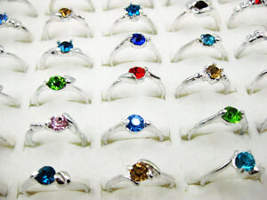 10Ps Wholesale Lots Fashion Jewelry Crystal CZ Rhinestone Silver Plate Ring FREE