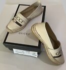 Gucci Women’s Size 8.5 Espadrilles with Ivory Vintage Print and Logo NIB