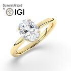 Oval Solitaire Hidden Halo 18K Yellow Gold Engagement Ring,5.00 ct,Lab-grown IGI