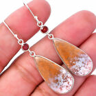Natural Red Moss Agate & Garnet 925 Sterling Silver Earrings Jewelry E-1002