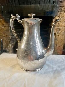 Elkington & Co Silver Plated Dedicated Commemorative Coffee Pot Made in 1865