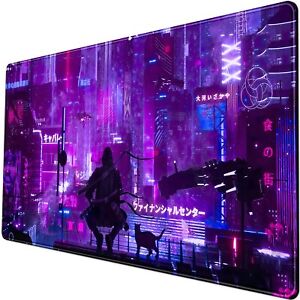 Anime Neon Mouse Pad Purple City Gaming Desk Big Cute Kawaii Pink Extended Mo...