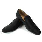 Black Velvet Slip On Loafers Men's Dress Shoes Modern Formal Footwear By AZAR