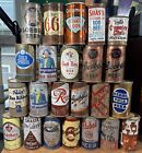 Vintage Lot 32 Flat Top Beer Soda Cans OI Mostly West Coast Labels Rusty Bunch