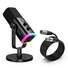 FIFINE XLR/USB RGB Dynamic Microphone for PC Gaming Streaming Podcast Recording