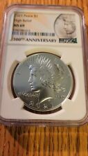 2021 PEACE HIGH RELIEF SILVER DOLLAR  NGC MS 69