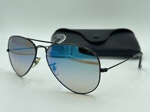 Ray Ban RB3025 002/4O 58mm AVIATOR Black; BLUE GRADIENT MIRROR AUTHENTIC ITALY