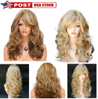 Pop Womens Golden Blond Heat Resistant Long Curly Wavy Full Volume Hair Wig USA
