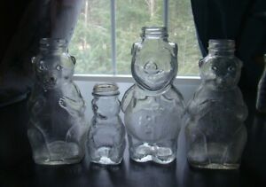 Vintage Lot of Four SNOW CREST BEVERAGES BEARS & PIG Figural Bottles