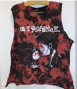 My Chemical Romance Women's Three Cheer Tie Dye Crop Muscle Tank Top Tee T-Shirt