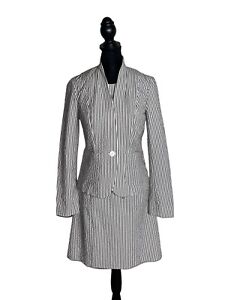 Brooks Brothers Women’s Brown & White Seersucker 2 Piece Blazer Dress Suit