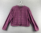 Geiger Crop Cardigan Sweater Top Womens Size 42 Purple Wool Blend Button Up