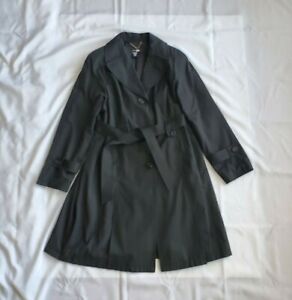 Womens East 5th Black Long Sleeve Lined Padded Long Trench Coat Size X-Large EUC