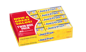 JUICY FRUIT Original Bubble Gum Chewing Gum Bulk Pack, 5 Stick (Pack of 40)