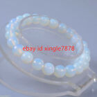 Natural 10mm White Opal Moonstone Round Gemstone Beads Stretch Bracelet 7.5