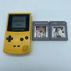 Nintendo GameBoy Color Handheld Console CGB-001 Yellow Dandelion TESTED 2 GAMES